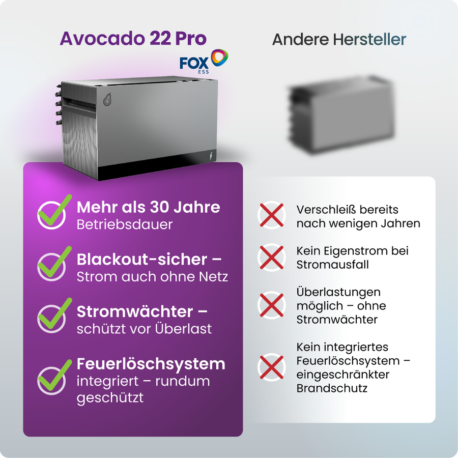 Vergleich der FoxEss Avocado Speichervarianten